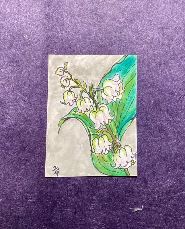 Lily of the valley aceo art card