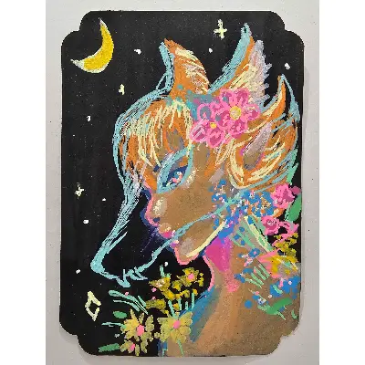 Wolf Girl aceo art card thumbnail 1