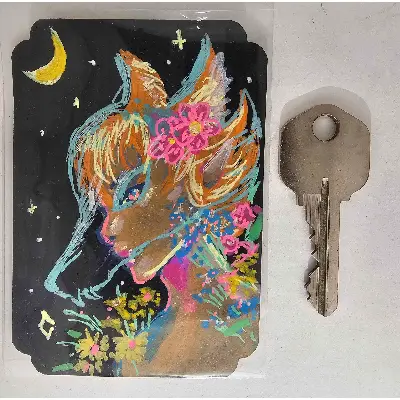 Wolf Girl aceo art card thumbnail 2