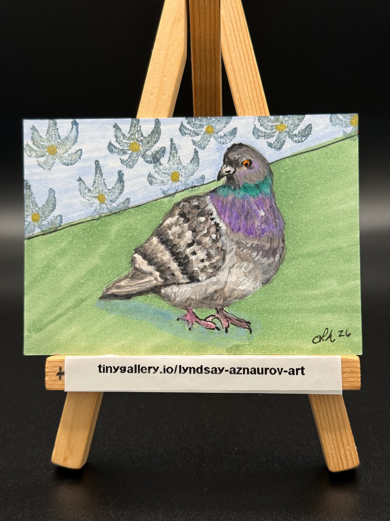 Pigeon Original ACEO by Lyndsay Aznaurov aceo art card