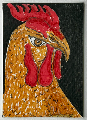 RustyRooster ACEO black background aceo art card thumbnail 2