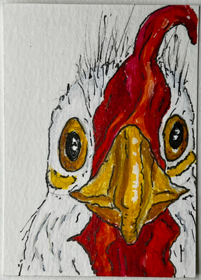 RustyRooster ACEO black background aceo art card thumbnail 3