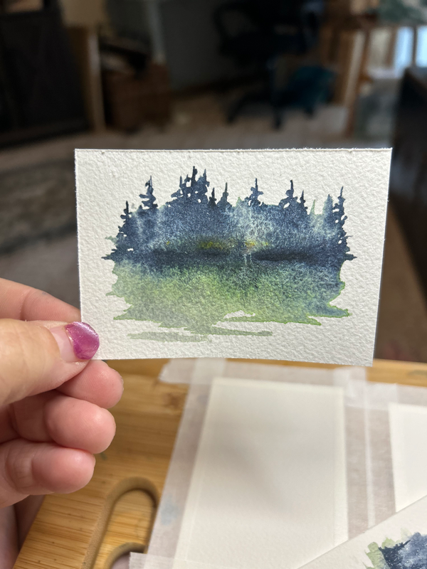 Lakeside misty morning #2 aceo art card