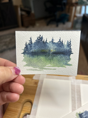 Lakeside misty morning #2 aceo art card thumbnail 1