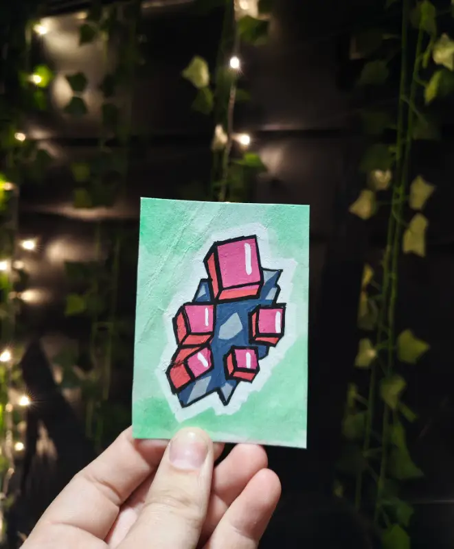 Ruby Clusters aceo art card