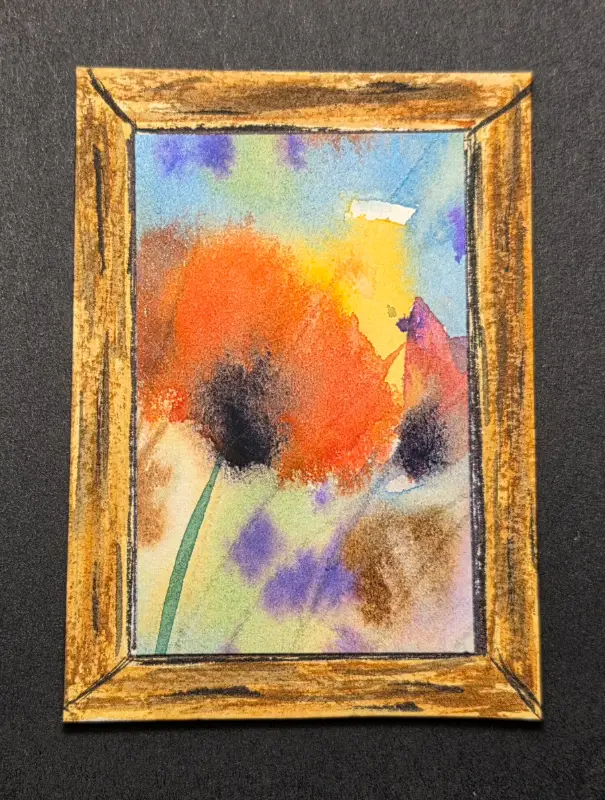 Framed Poppy in the Garden aceo art card