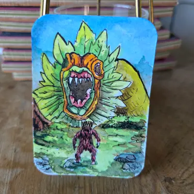 The Weeds Grow High Around Here aceo art card thumbnail 1