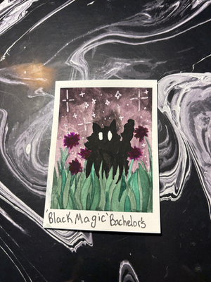 Spooky Baby: Bachelors Button aceo art card thumbnail 1