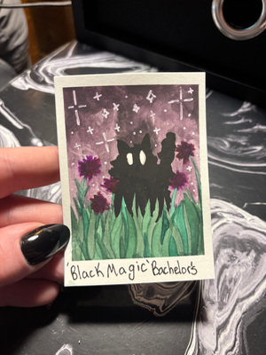 Spooky Baby: Bachelors Button aceo art card thumbnail 2