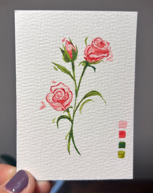 rose spray (the floral collection 1/3) aceo art card