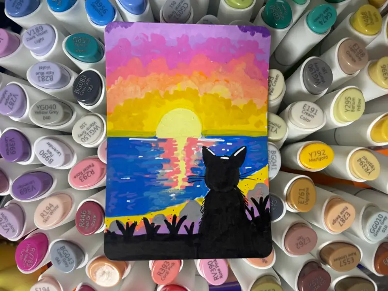 Cat's Vacation #2 aceo art card
