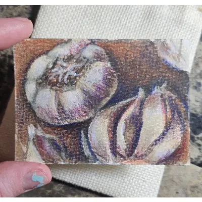 Garlic aceo art card thumbnail 2