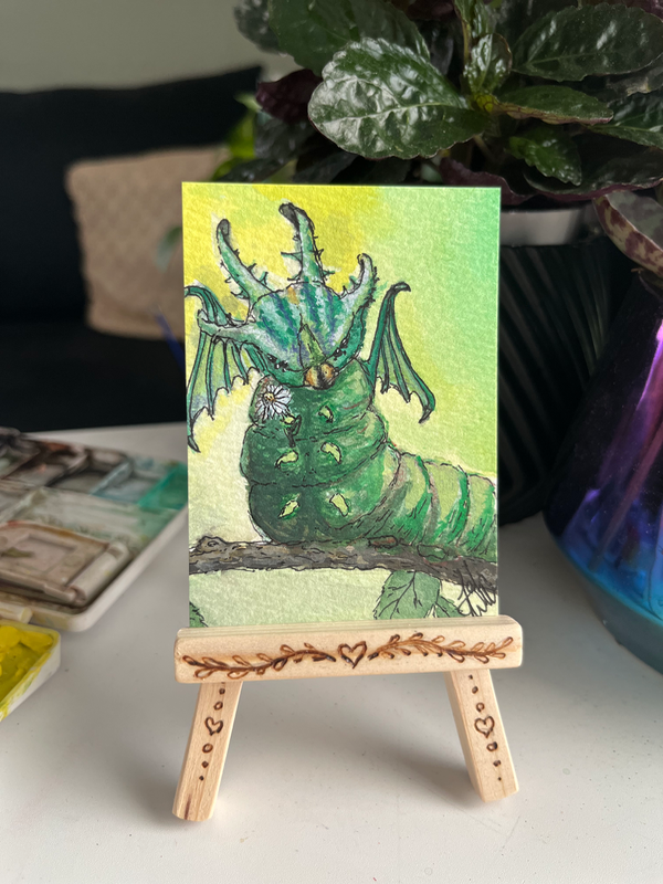 Dragon Caterpillar aceo art card