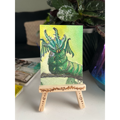 Dragon Caterpillar aceo art card thumbnail 1