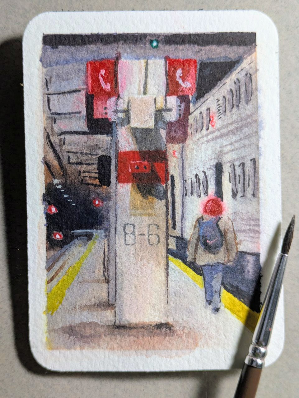 Union Station Train (Watercolor) - Najia Hutcherson aceo art card