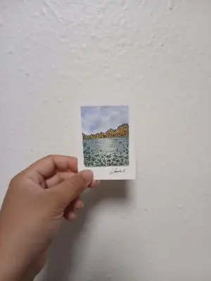Original ACEO watercolor and ink painting. "A Swamp in Caledonia" aceo art card thumbnail 1