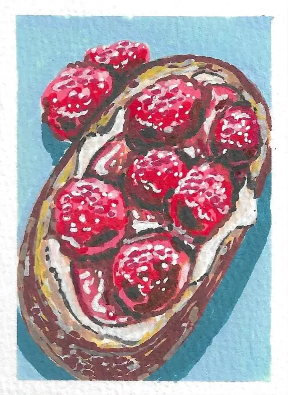 Raspberry Cream Cheese on Toast aceo art card