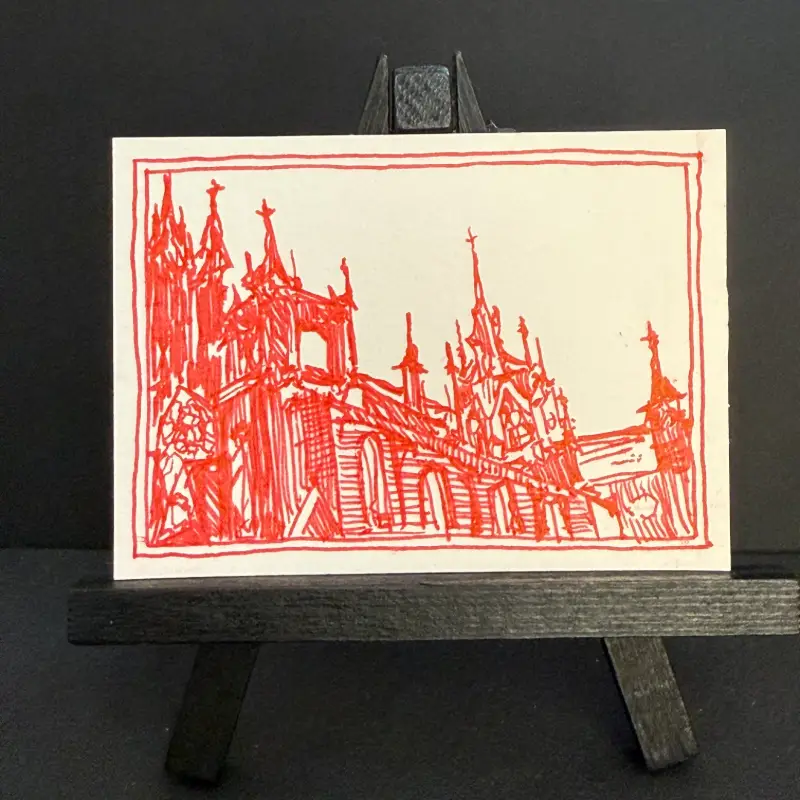 crimson castle aceo art card