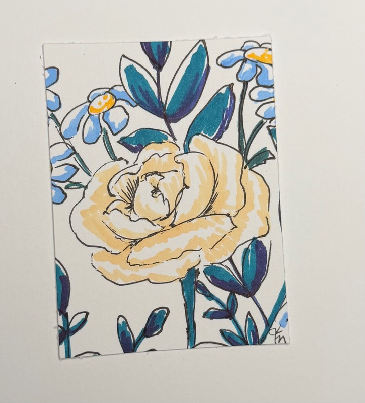 Peonies and Daisies are 1/4 aceo art card