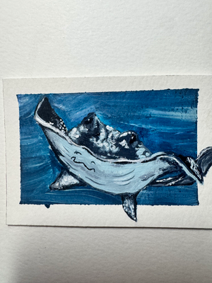 Manta ray sting ray ocean marine life acrylic painting Ashley Leary coastal marine life aceo art card thumbnail 2
