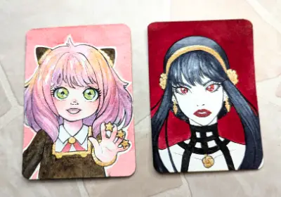 Set of 2 OOAK Character Portraits (Spy X Family) - Starlight Anya & Thorn Princess aceo art card thumbnail 1