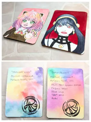 Set of 2 OOAK Character Portraits (Spy X Family) - Starlight Anya & Thorn Princess aceo art card thumbnail 2