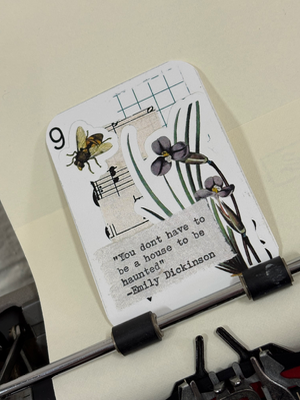 Bee purple flower Emily Dickinson quote collage print by Mazerzine aceo art card thumbnail 2