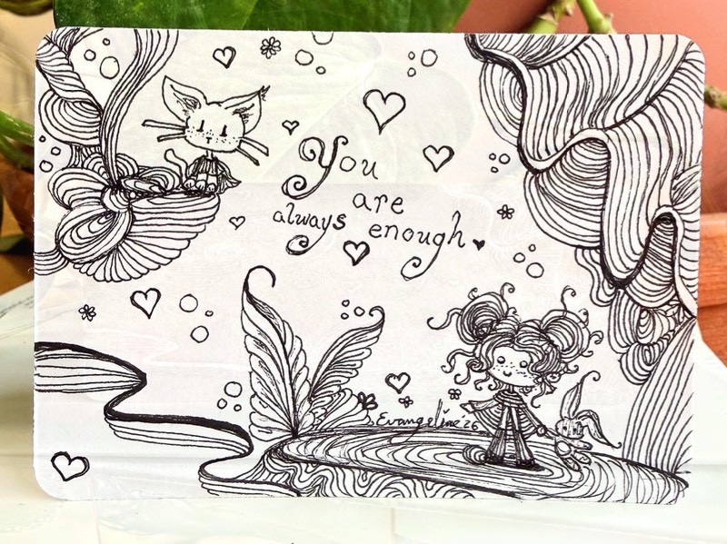 Affirmation ACEO “You are always enough.” Handmade Ink on Index Card, Signed COA aceo art card
