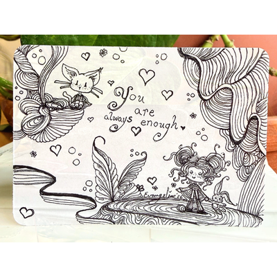 Affirmation ACEO “You are always enough.” Handmade Ink on Index Card, Signed COA aceo art card thumbnail 1