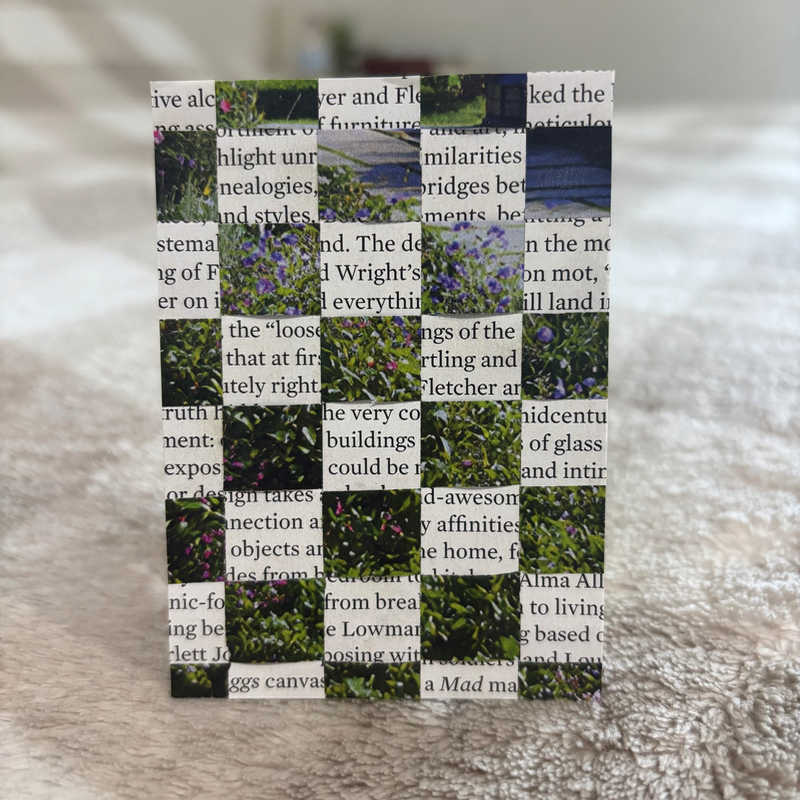 Magazine Collage Checker Pattern aceo art card
