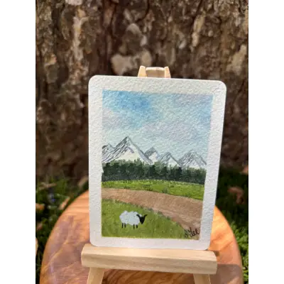 Sheep Study: One Sheep aceo art card thumbnail 2