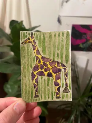 G is for Giraffe aceo art card thumbnail 2