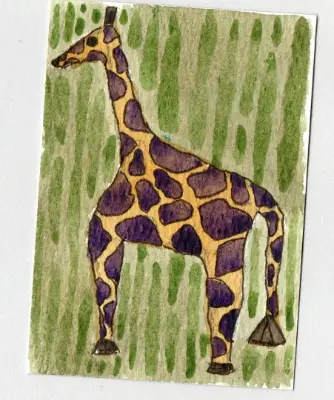 G is for Giraffe aceo art card thumbnail 1
