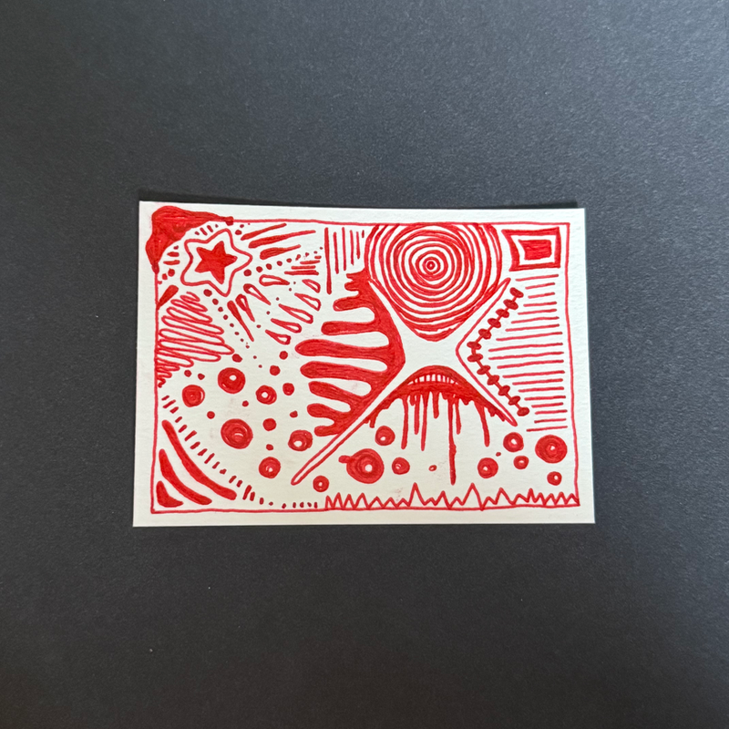 red abstract ii aceo art card