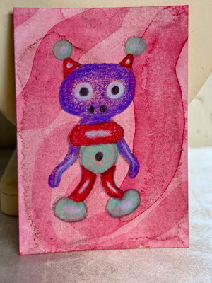 Cute Alien Drawing aceo art card thumbnail 1