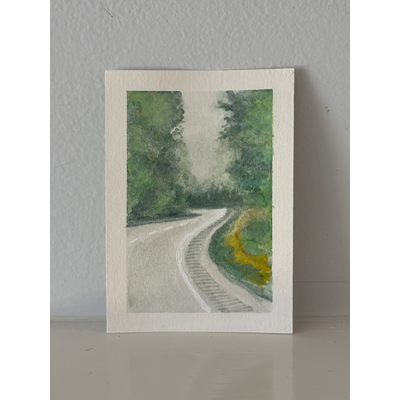 ACEO, fog on the parkway aceo art card thumbnail 2