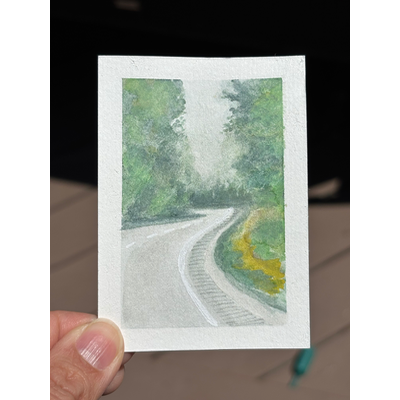 ACEO, fog on the parkway aceo art card thumbnail 1