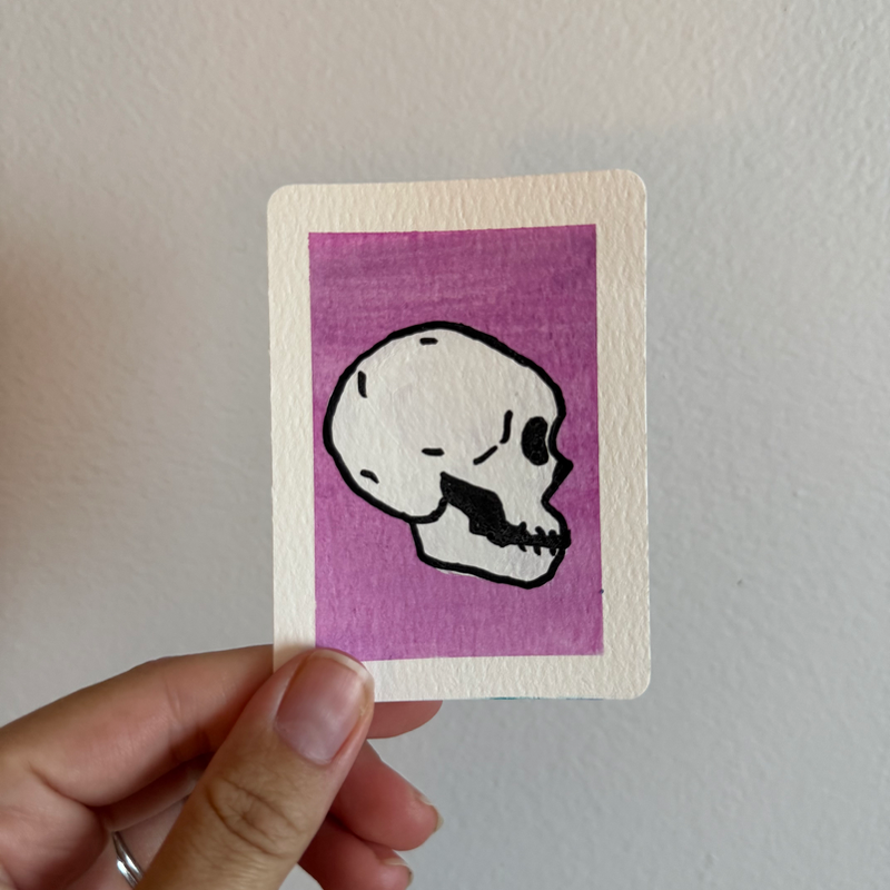 Original Skull ACEO | Little Bones #3/3 aceo art card