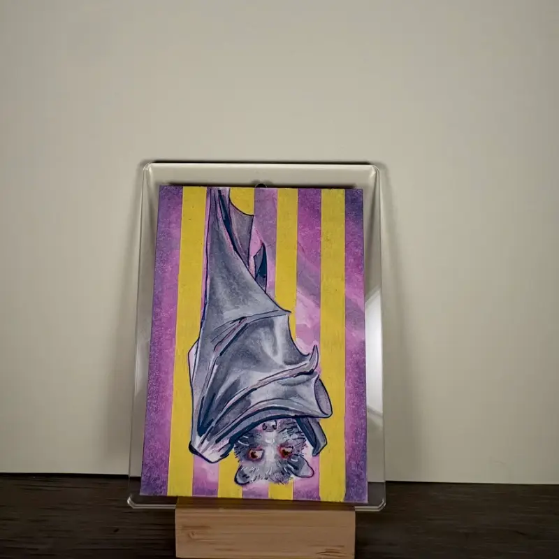 Striped Bat aceo art card