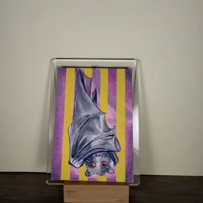 Striped Bat aceo art card thumbnail 1