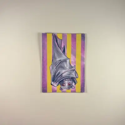 Striped Bat aceo art card thumbnail 2