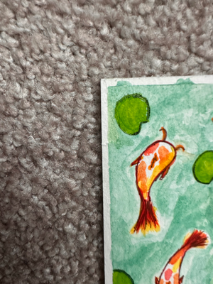 Koi Pond//watercolor and gel pens aceo art card thumbnail 2