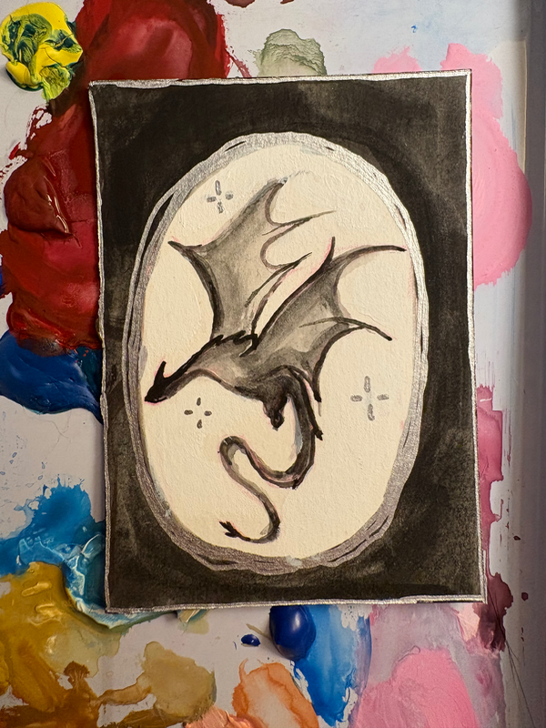 Shiny Dragon Silhouette aceo art card