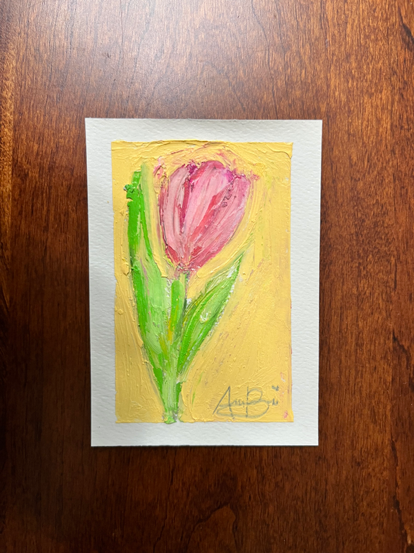 Pink Tulip aceo art card