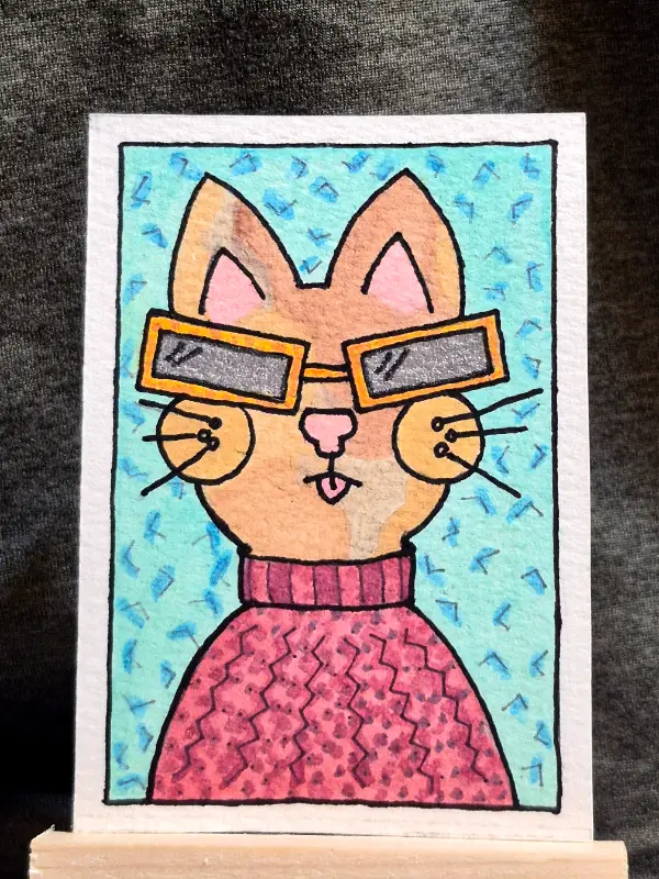 Cool Cat no3 aceo art card