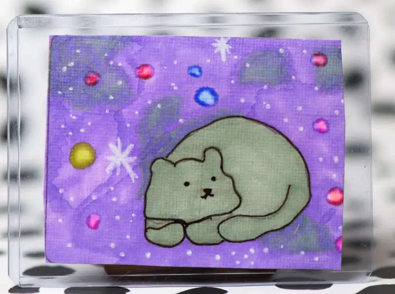 Space Cat #4 aceo art card