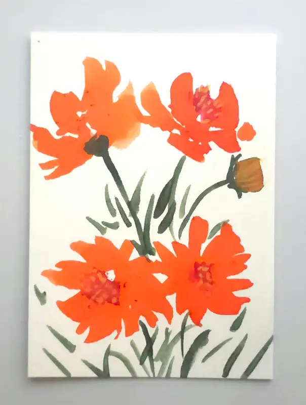 Orange Cosmos 1 aceo art card