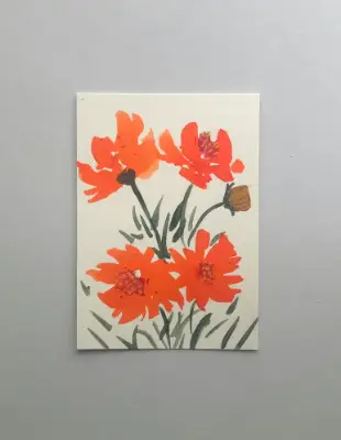 Orange Cosmos 1 aceo art card thumbnail 1