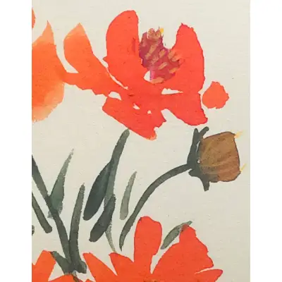 Orange Cosmos 1 aceo art card thumbnail 2