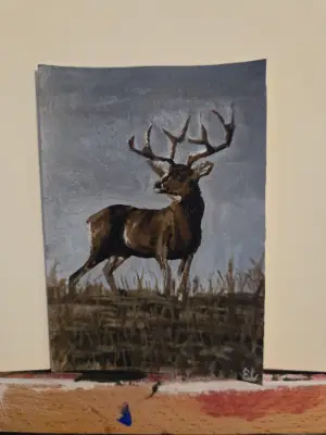 Buck Spotting aceo art card thumbnail 1